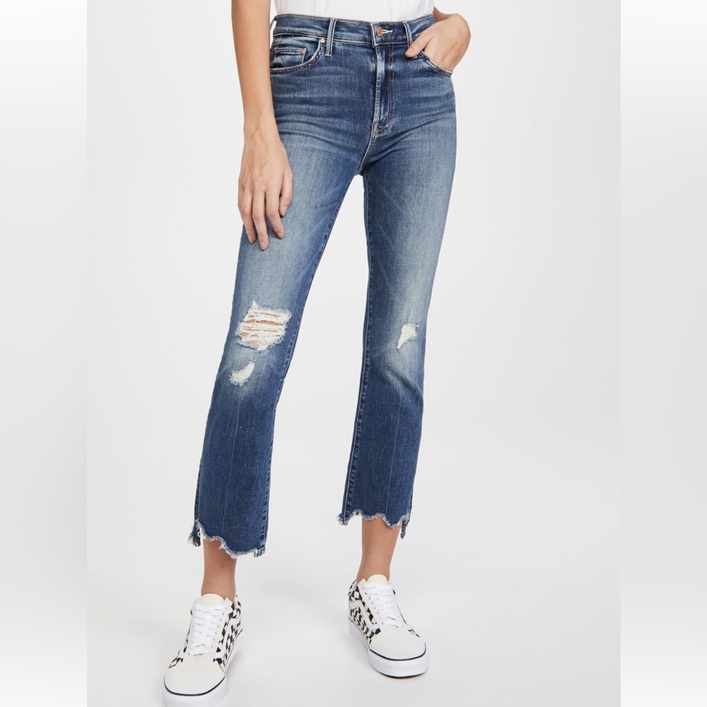 EUC Mother Distressed Insider Crop Step Fray Jeans
